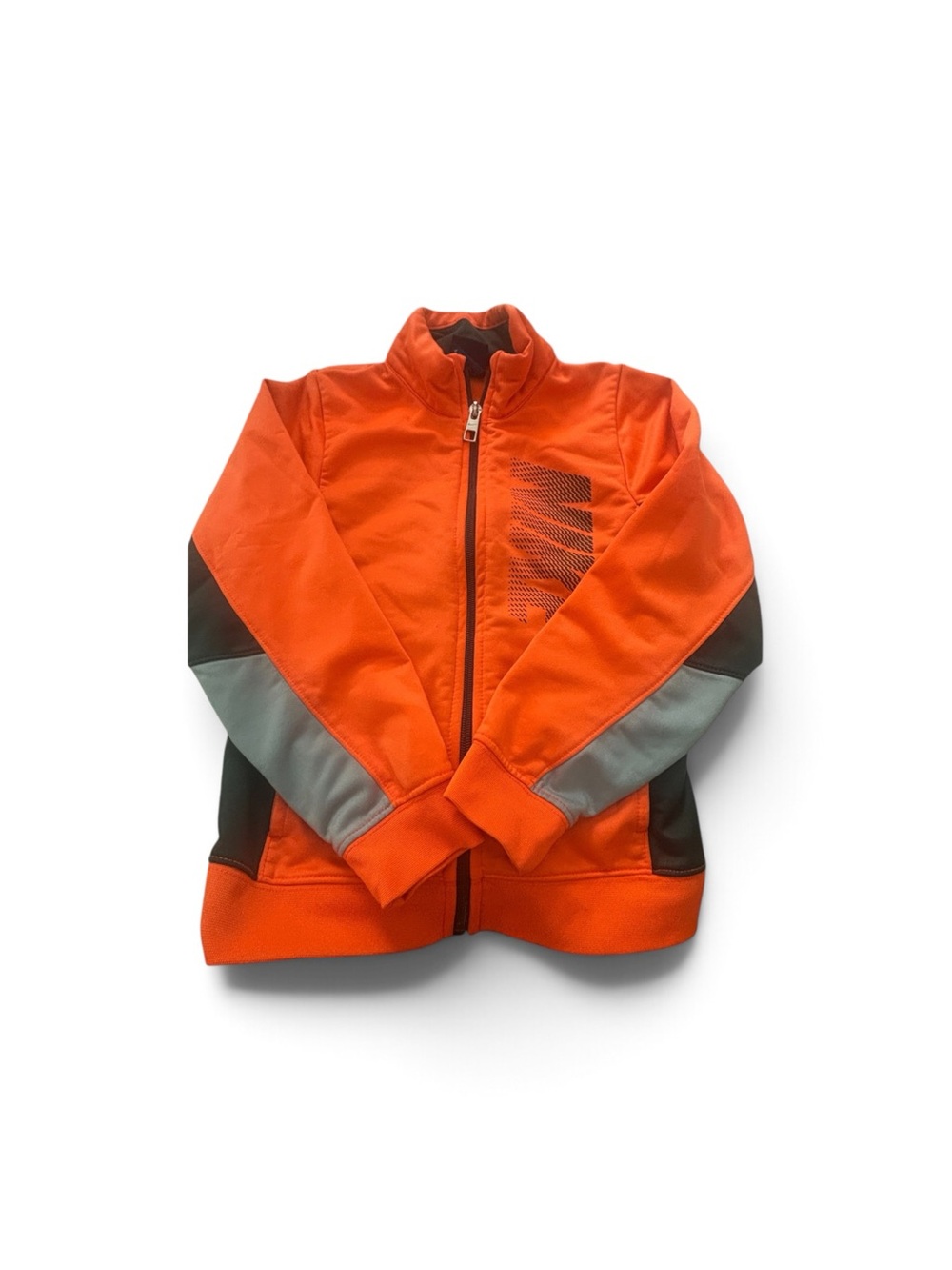 Nike Boys Orange Gray Colorblock Full Zip Track Jacket Size 6